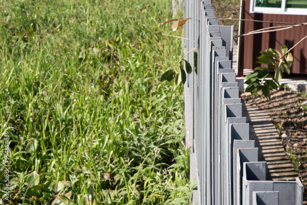 Black steel fence outside the park industry style Black steel fence outside the park industry style