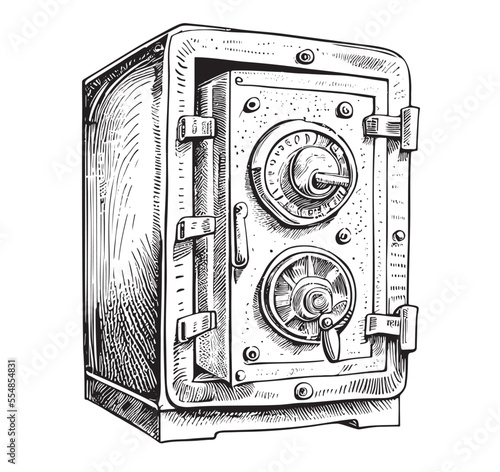 Vintage safe business sketch hand drawn Vector illustration