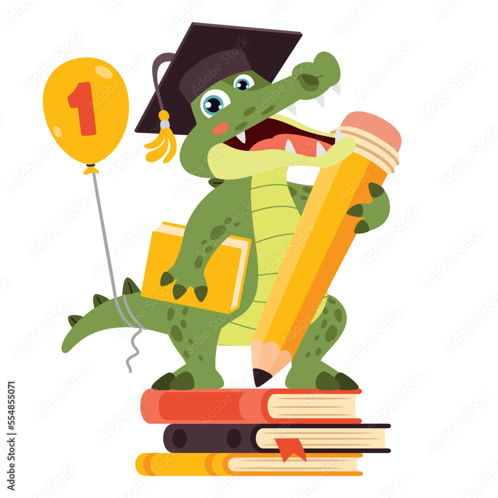 Education Illustration With Cartoon Crocodile