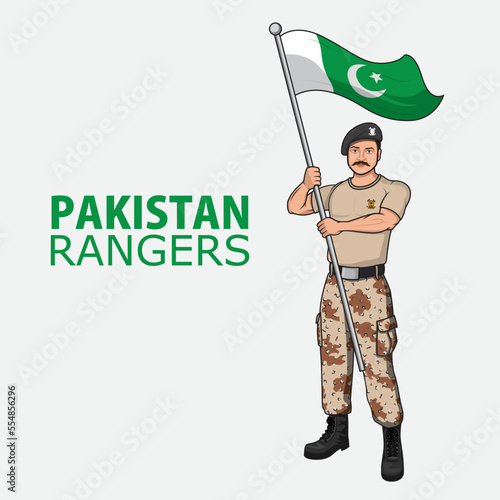 Pakistan rangers with flag vector illustration