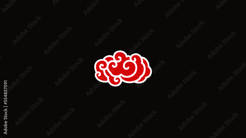 Red traditional chinese cloud style with white borders and black Background Red traditional chinese cloud style with white borders and black Background