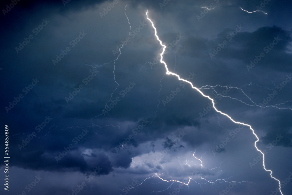 Thunder, lightnings and rain on stormy summer night Thunder, lightnings and rain on stormy summer night