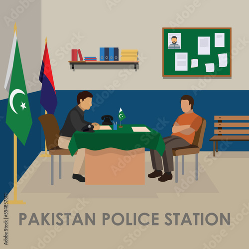 Pakistan police office room vector illustration