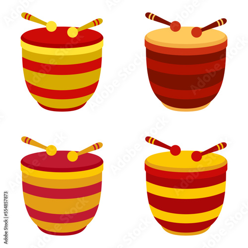 Chinese Drum in flat style isolated