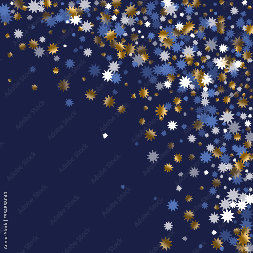 Beautiful Christmas star vector pattern graphic design. Gold blue white sparkle confetti. Beautiful Christmas star vector pattern graphic design. Gold blue white sparkle confetti.