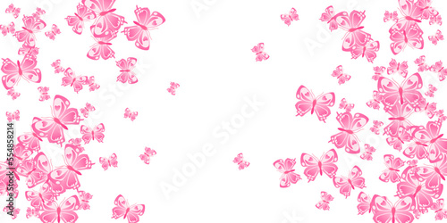 Canvas Print Tropical pink butterflies cartoon vector wallpaper