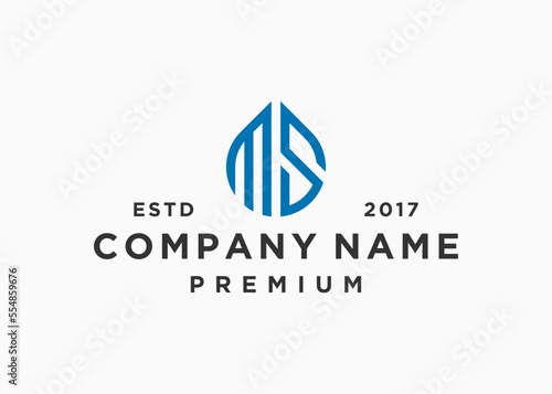 initial letter ms water drop logo design vector illustration template