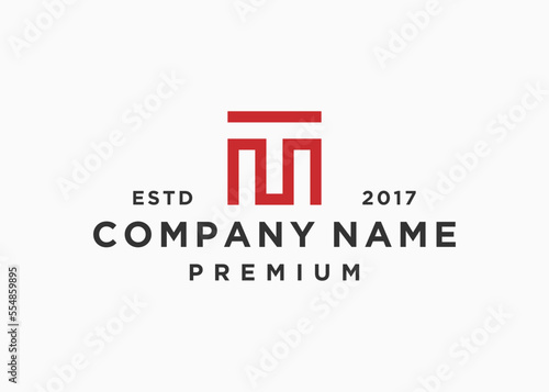 initial letter mt or tm logo design vector illustration template