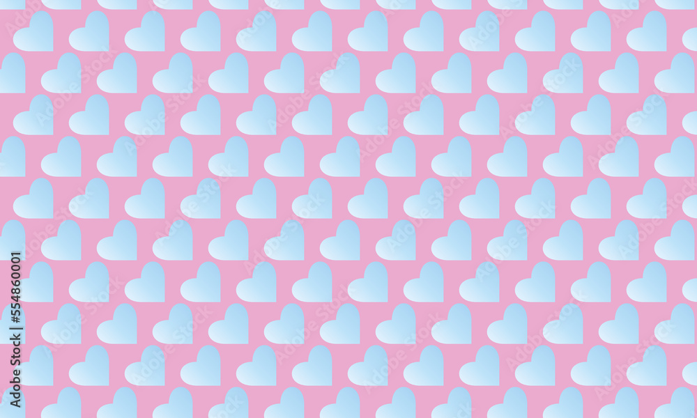 Repeating pattern of blue hearts on a pink background