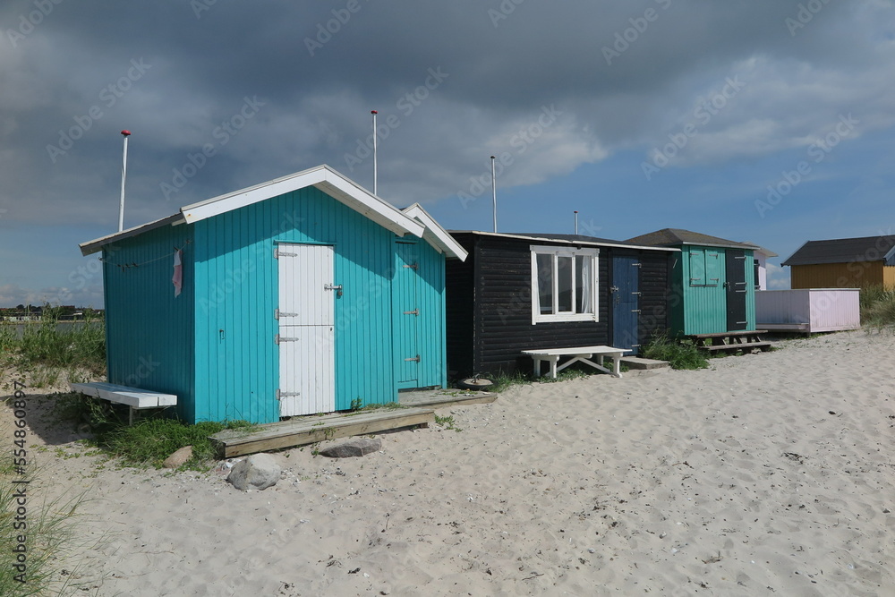 Badehäuschen in Marstal, Insel Ærø, Dänemark Badehäuschen in Marstal, Insel Ærø, Dänemark