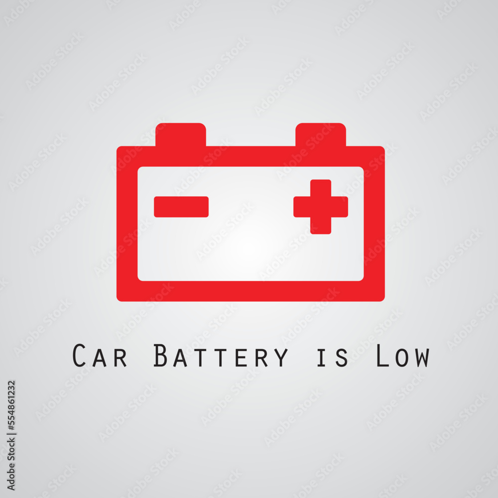 Car battery low sign dashboard panel minimal flat icon warning lights