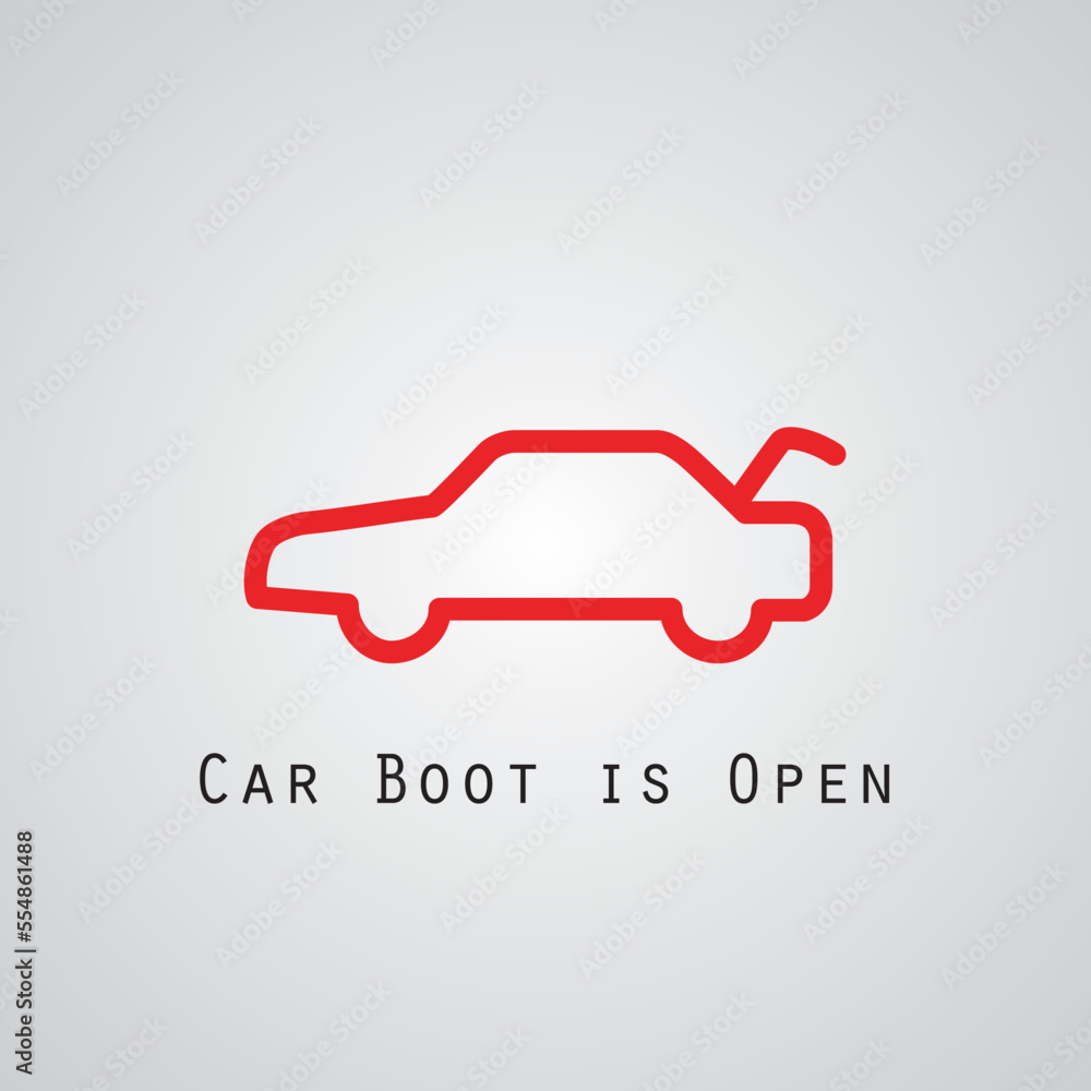 Car boot is open car digi sign dashboard panel minimal flat icon