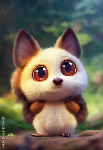 Cute squirrel character in the forest ,made with Generative AI
