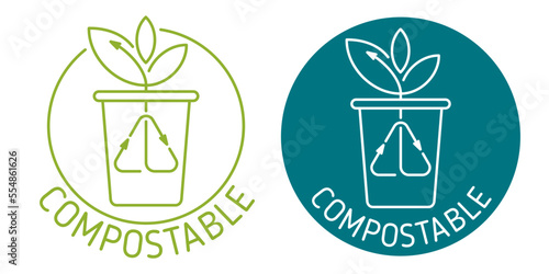 Compostable paper drinking cup badge