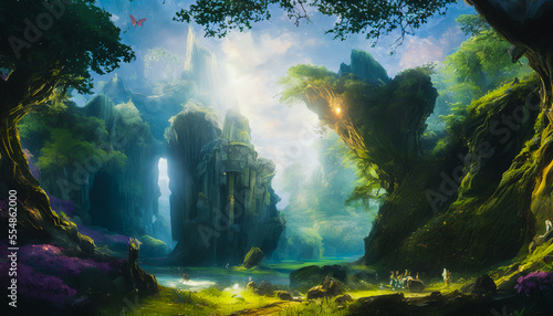 Fantasy landscape  surrealism. Tender and dreamy design  Generative AI
