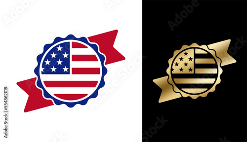 Made or Manufactured in USA badge in seal shape
