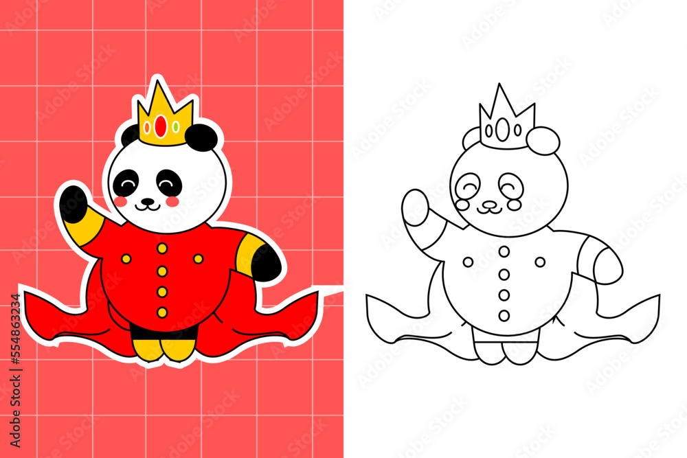 cute cartoon panda colouring page for kids Stock Vector | Adobe Stock