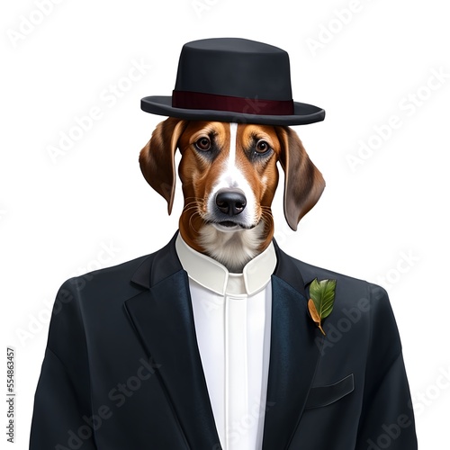 Portrait of a dog wearing a...