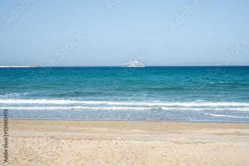Cruise ship close to a Mediterranean beach