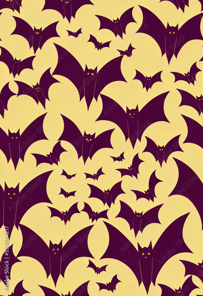 Seamless pattern with flock of bats ,made with Generative AI Seamless pattern with flock of bats ,made with Generative AI