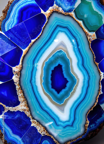 Obraz na płótnie Agate crystal geode slice, beautiful patterns ,made with Generative AI