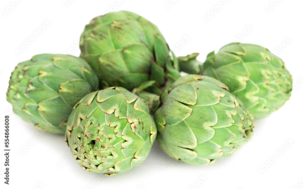Fototapeta premium green artichokes on white background