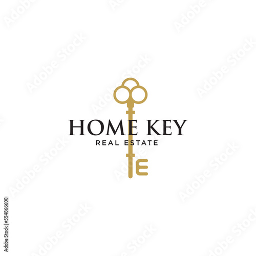 key house logo design inspiration for Real estate, simple key logo template. 