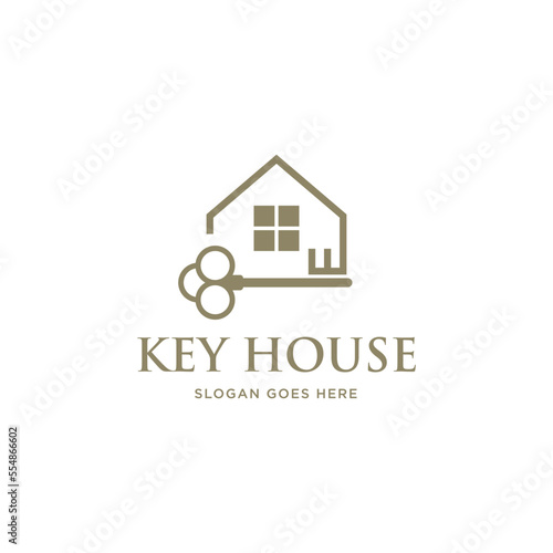 key house logo design inspiration for Real estate, simple key logo template. 