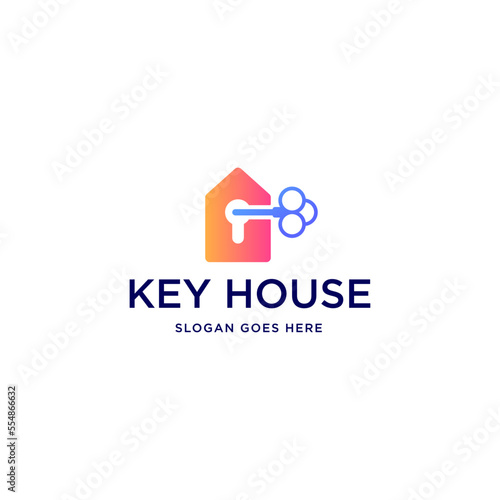 key house logo design inspiration for Real estate, simple key logo template. 