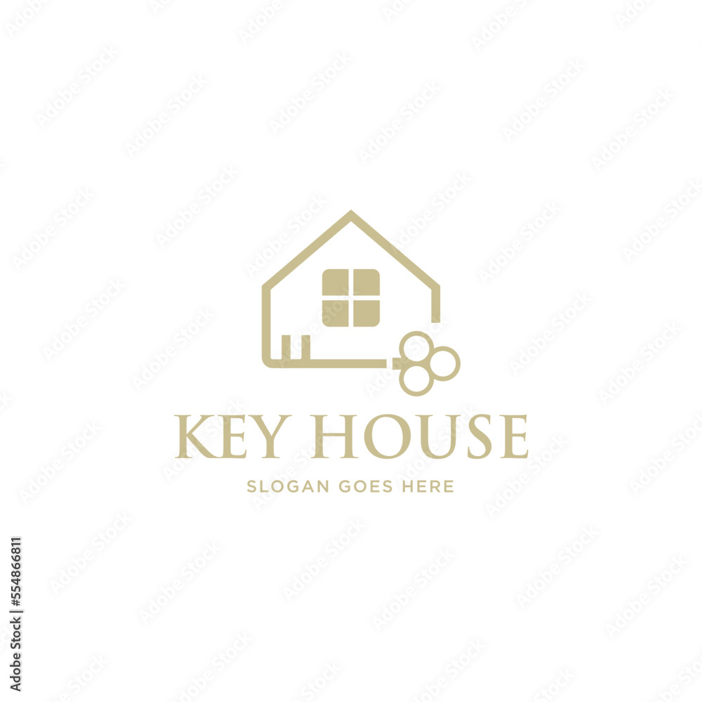 key house logo design inspiration for Real estate, simple key logo template. 