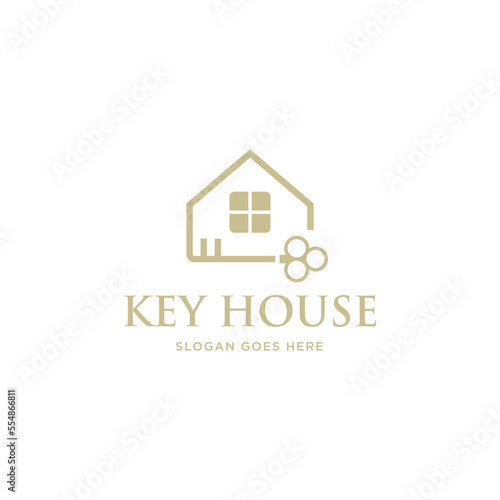 key house logo design inspiration for Real estate, simple key logo template. 