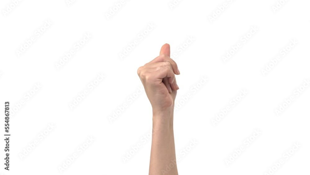 Isolated Woman Hand with Snapping Fingers Sign Symbol. White Screen Compositing. Pack of