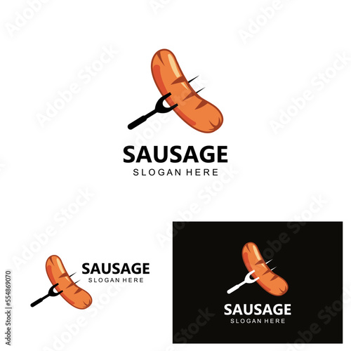 Sausage Logo, Modern Food Vector, Design For Grill Food Brands, BBQ, Sausage Shop, Hotdog