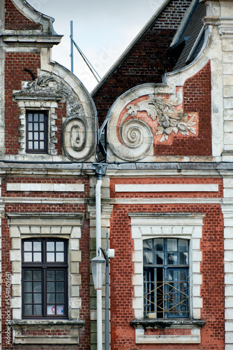 details of houses in the Grand Place in Arras, North of France