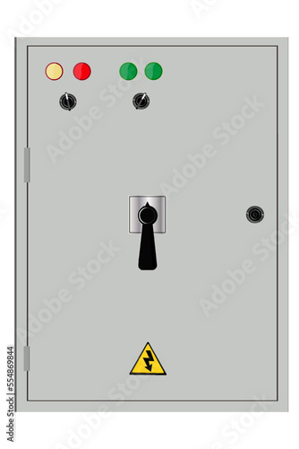 Electrical box, industrial electrical control panel. Substation. Vector image 