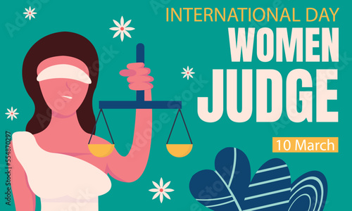 illustration vector graphic of the goddess themis is holding the scales, showing flower, perfect for international day, international women judge, celebrate, greeting card, etc.