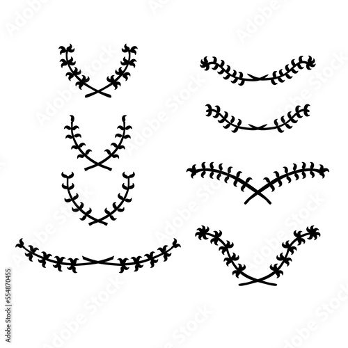 simple vector set 8 hand draw sketch flower and leaf border 