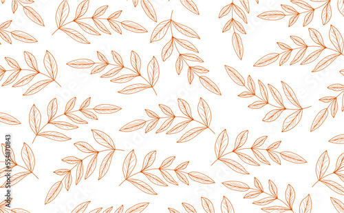 Fototapeta Naklejka Na Ścianę i Meble -  Light art background with silhouette of tropical leaves in line style. Botanical pattern for wallpaper design, decor, print, textile, interior.