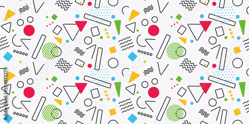 Colored stylish retro memphis. Vector seamless pattern for print and seamless packaging, pillows, textiles, wallpapers, notebooks, cups. Memphis  seamless pattern.