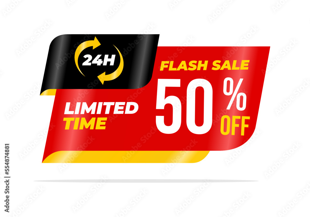24 Hour Flash sale banner with 50 percent discount vector illustration 24 Hour Flash sale banner with 50 percent discount vector illustration