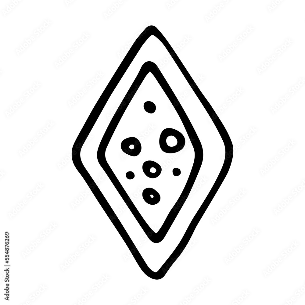 Rhomb cookie doodle style vector illustration isolated on white background Rhomb cookie doodle style vector illustration isolated on white background