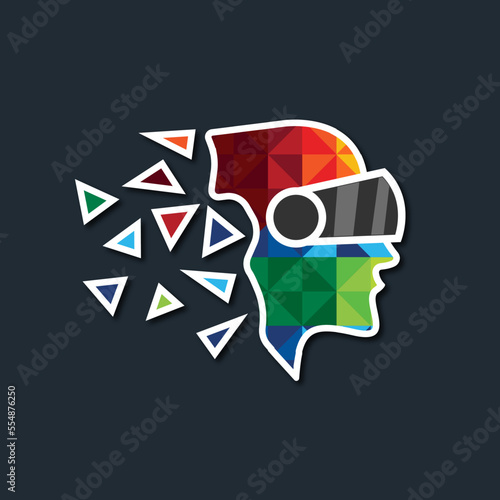 Creative Flat 3d virtual reality, online streaming, watching movies, playing games, augmented reality glasses. Logo Design Template Vector Illustration