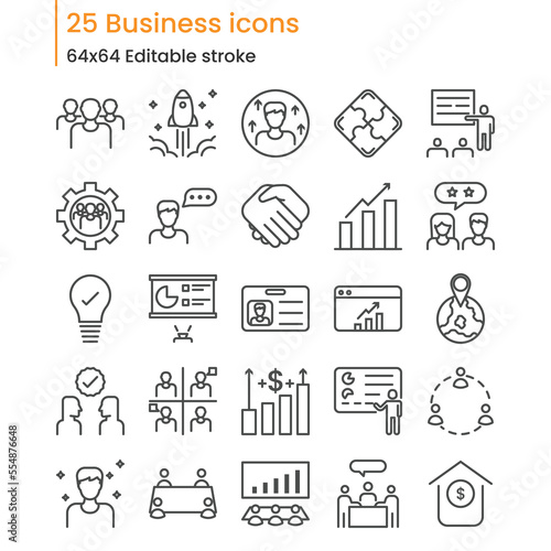 Business icon set on white background