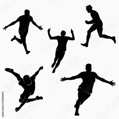 Football players in action Silhouette isolated on white background