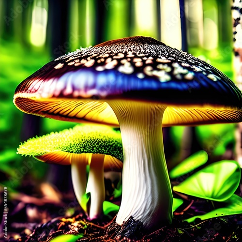 4148830331-dreamlikeart, Free photo closeup shot of growing mushrooms in the forest at daytime_ ### Deformed, blurry, bad anatom  photo