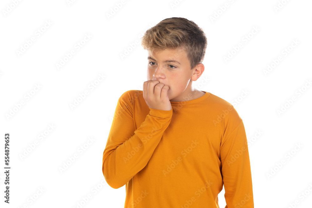 Blonde teenager boy with yellow t-shirt Blonde teenager boy with yellow t-shirt