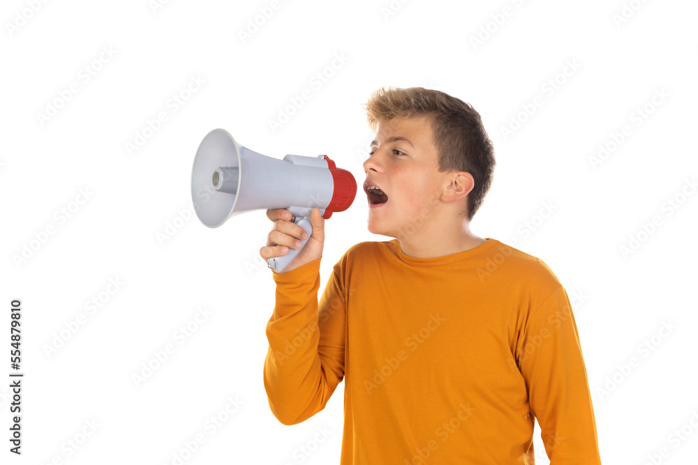 Blonde teenager boy with yellow t-shirt Blonde teenager boy with yellow t-shirt