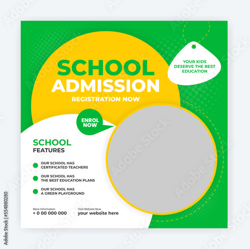 back to school social media post template, School education admission banner design