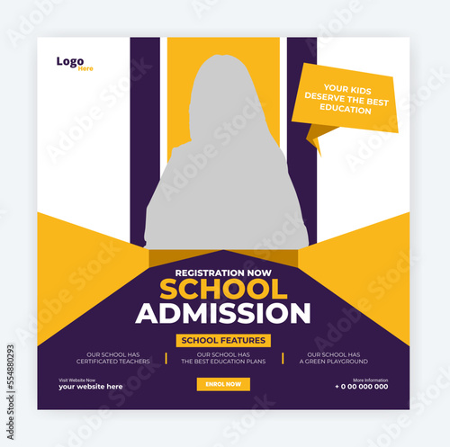 back to school social media post template, School education admission banner design