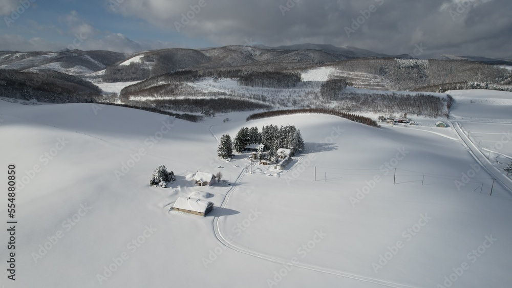 Furano, Japan - December 19, 2022: Furano and Biei During Winter Season
